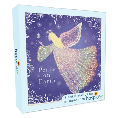 Box Of 8 Charity Christmas Cards Supporting Hospice UK Peace On Earth Design