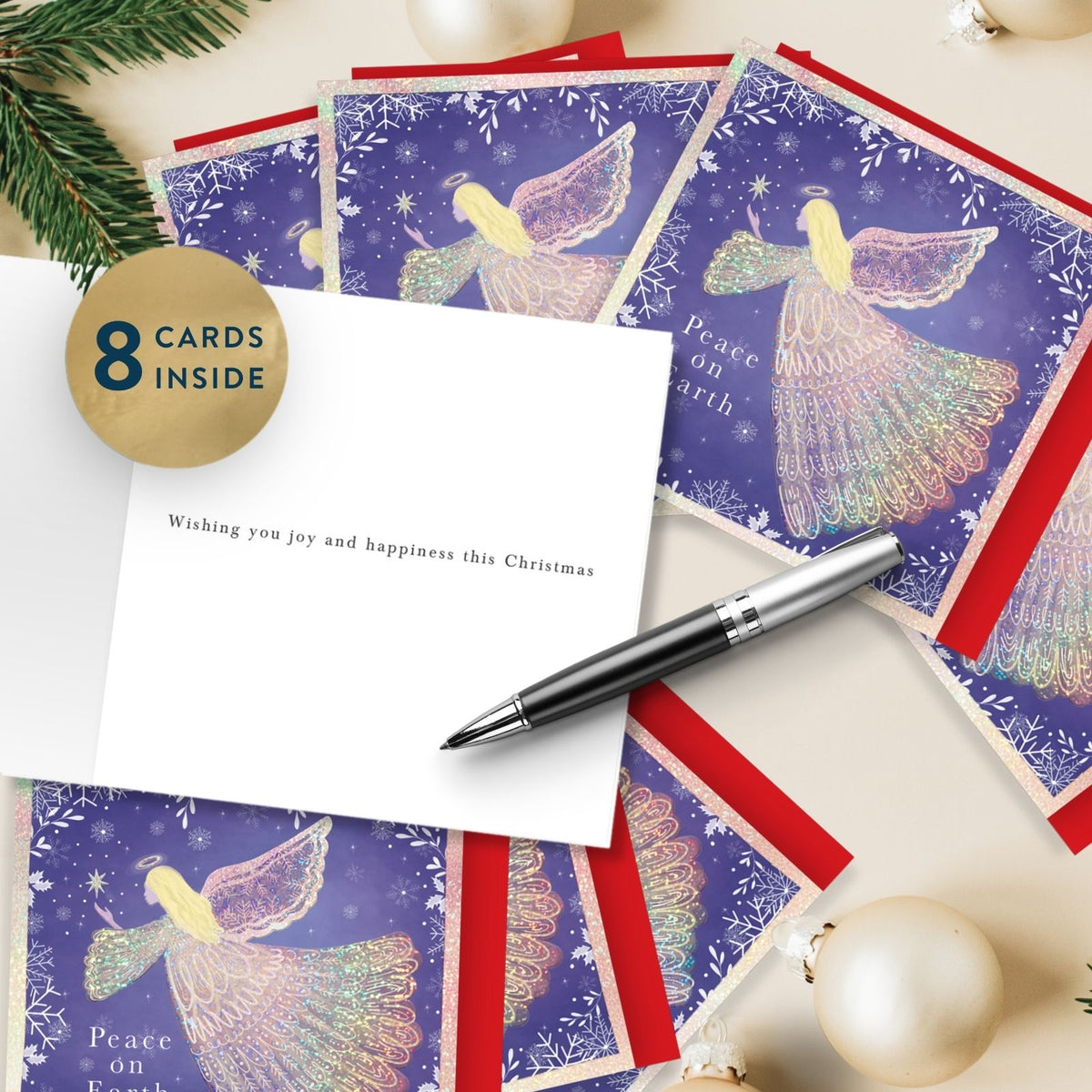 Box Of 8 Charity Christmas Cards Supporting Hospice UK Peace On Earth Design