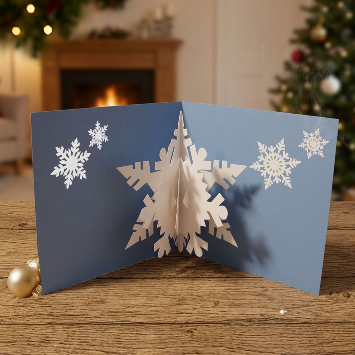 2toTango 3D Pop Up Christmas Card White Snowflake Xmas Cards