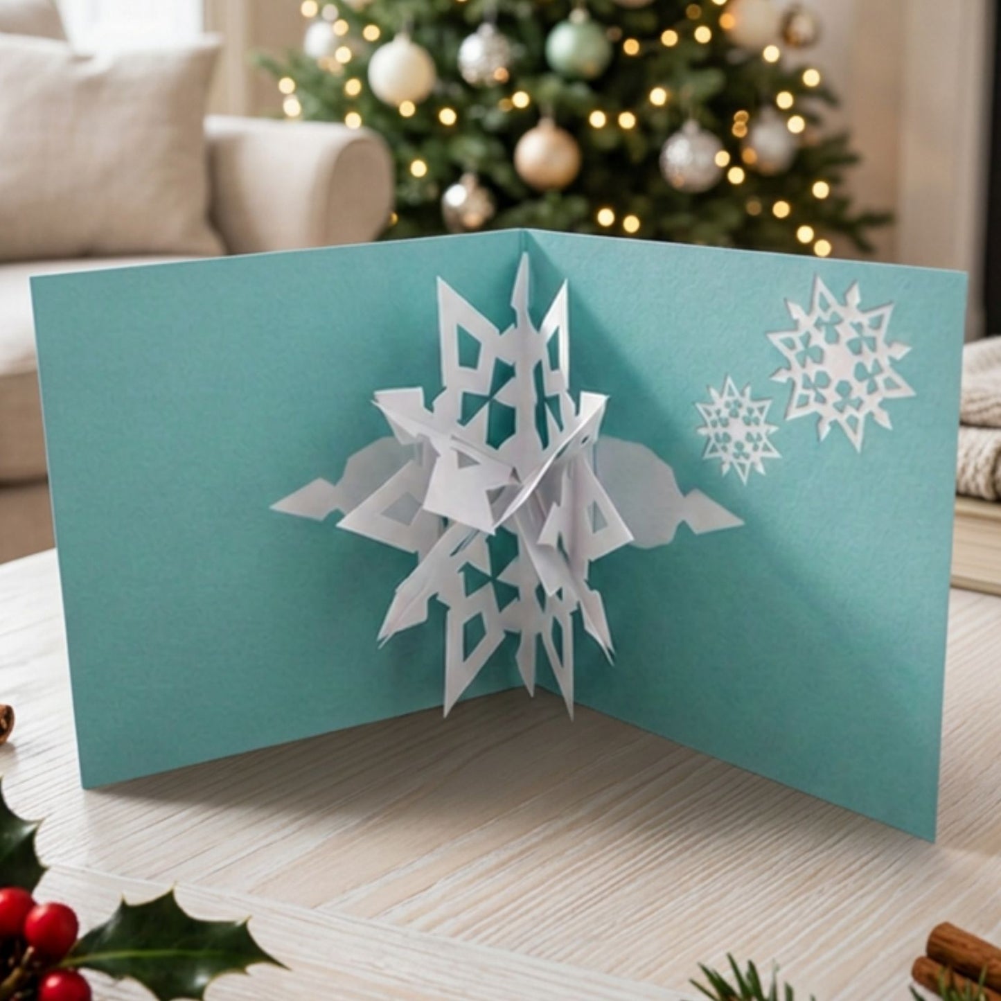 2toTango 3D Pop Up Christmas Card Diamond Snowflake Xmas Cards