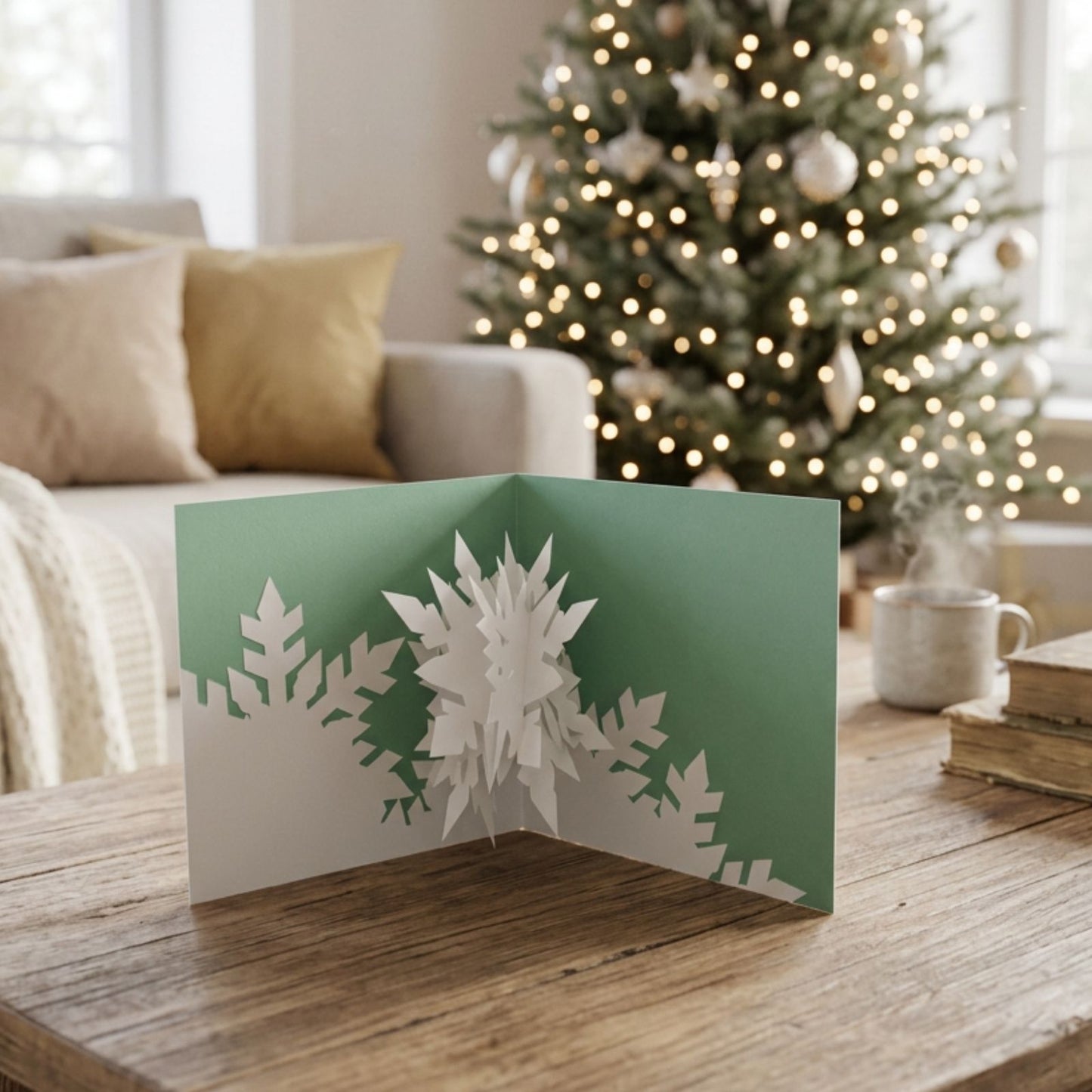 2toTango 3D Pop Up Christmas Card Frosty Snowflake Xmas Cards