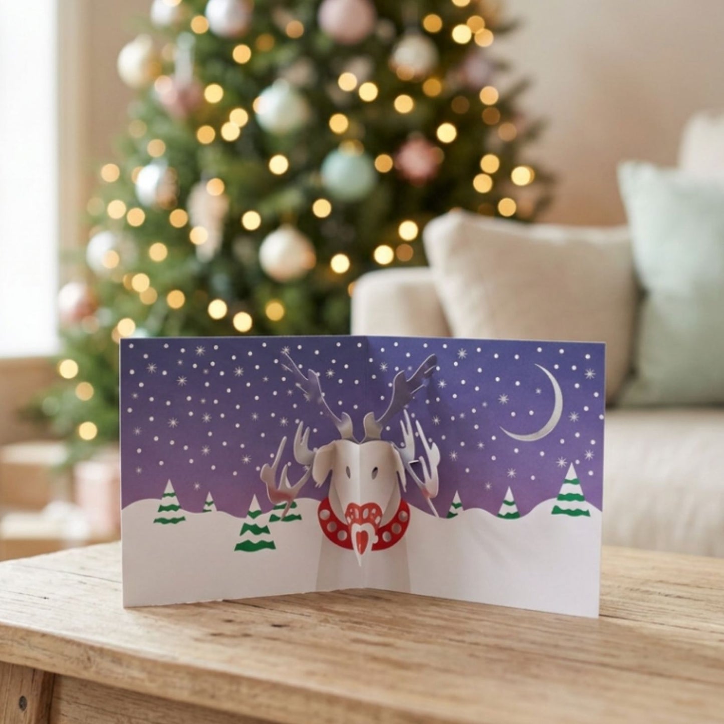 2toTango 3D Pop Up Christmas Card Red-Nosed Reindeer Xmas Cards
