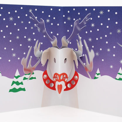 2toTango 3D Pop Up Christmas Card Red-Nosed Reindeer Xmas Cards