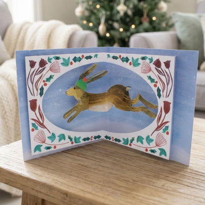 2toTango 3D Pop Up Christmas Card Magical Hare Xmas Cards