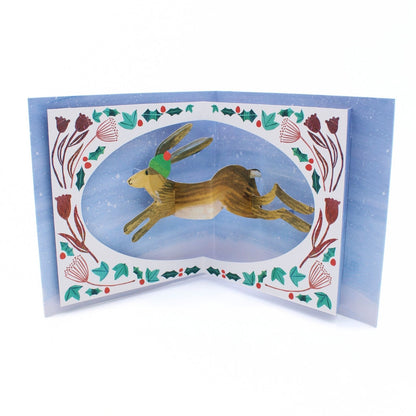 2toTango 3D Pop Up Christmas Card Magical Hare Xmas Cards