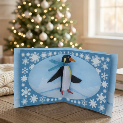 2toTango 3D Pop Up Christmas Card Cute Penguin Xmas Cards