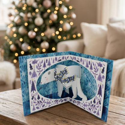 2toTango 3D Pop Up Christmas Card Cute Polar Bear Xmas Cards