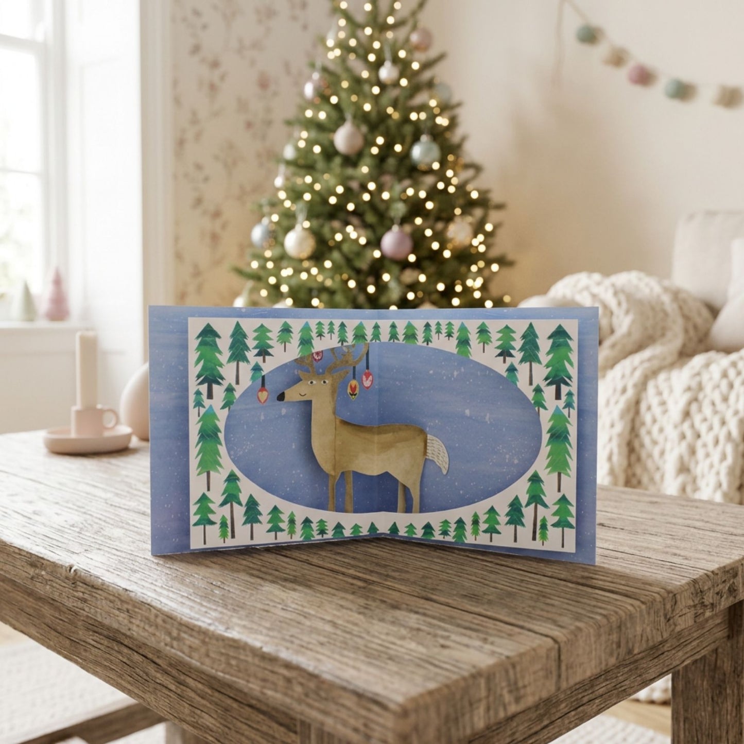2toTango 3D Pop Up Christmas Card Cute Reindeer Xmas Cards