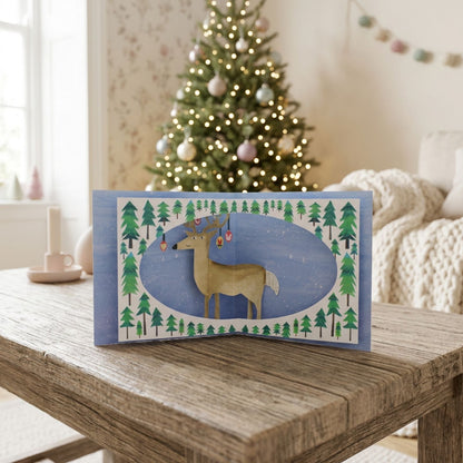 2toTango 3D Pop Up Christmas Card Cute Reindeer Xmas Cards