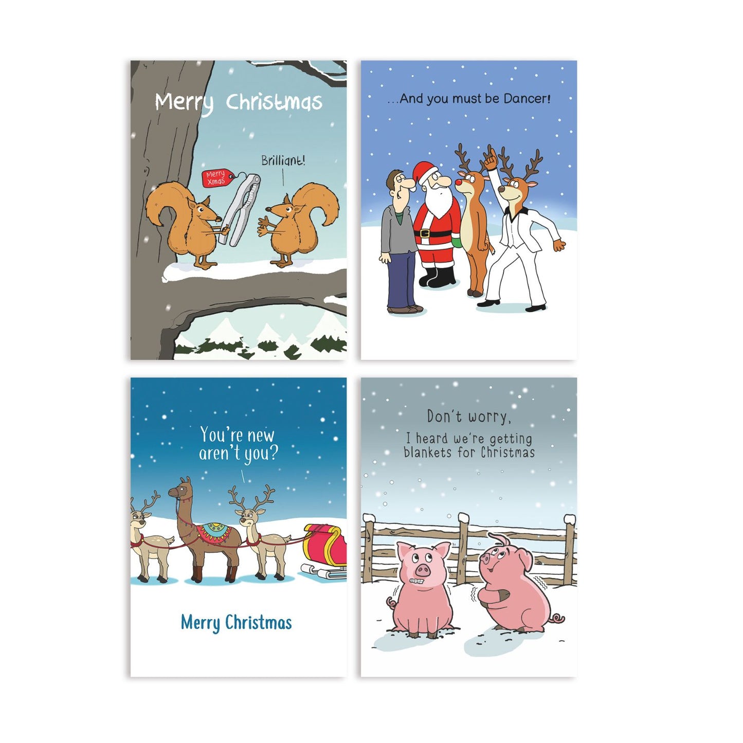 Twizler Funny Christmas Cards Box of 8 Assorted Humour Xmas Cards In 4 Designs
