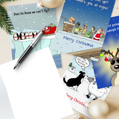 Twizler Funny Christmas Cards Box of 8 Assorted Humour Cards In 4 Xmas Designs