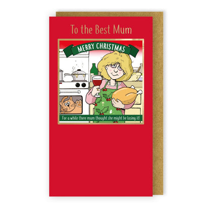 Twizler Humour Christmas Card To The Best Mum Funny Losing It! Xmas Card