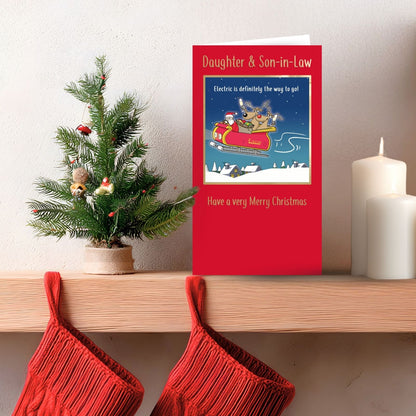 Twizler Humour Christmas Card Daughter & Son-In-Law Funny Go Electric Xmas Card