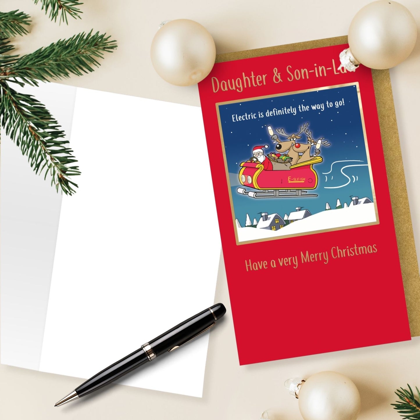 Twizler Humour Christmas Card Daughter & Son-In-Law Funny Go Electric Xmas Card