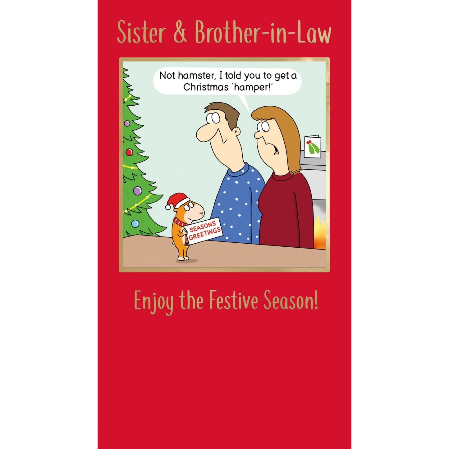 Twizler Humour Christmas Card Sister & Brother-In-Law Funny Hamster Xmas Card