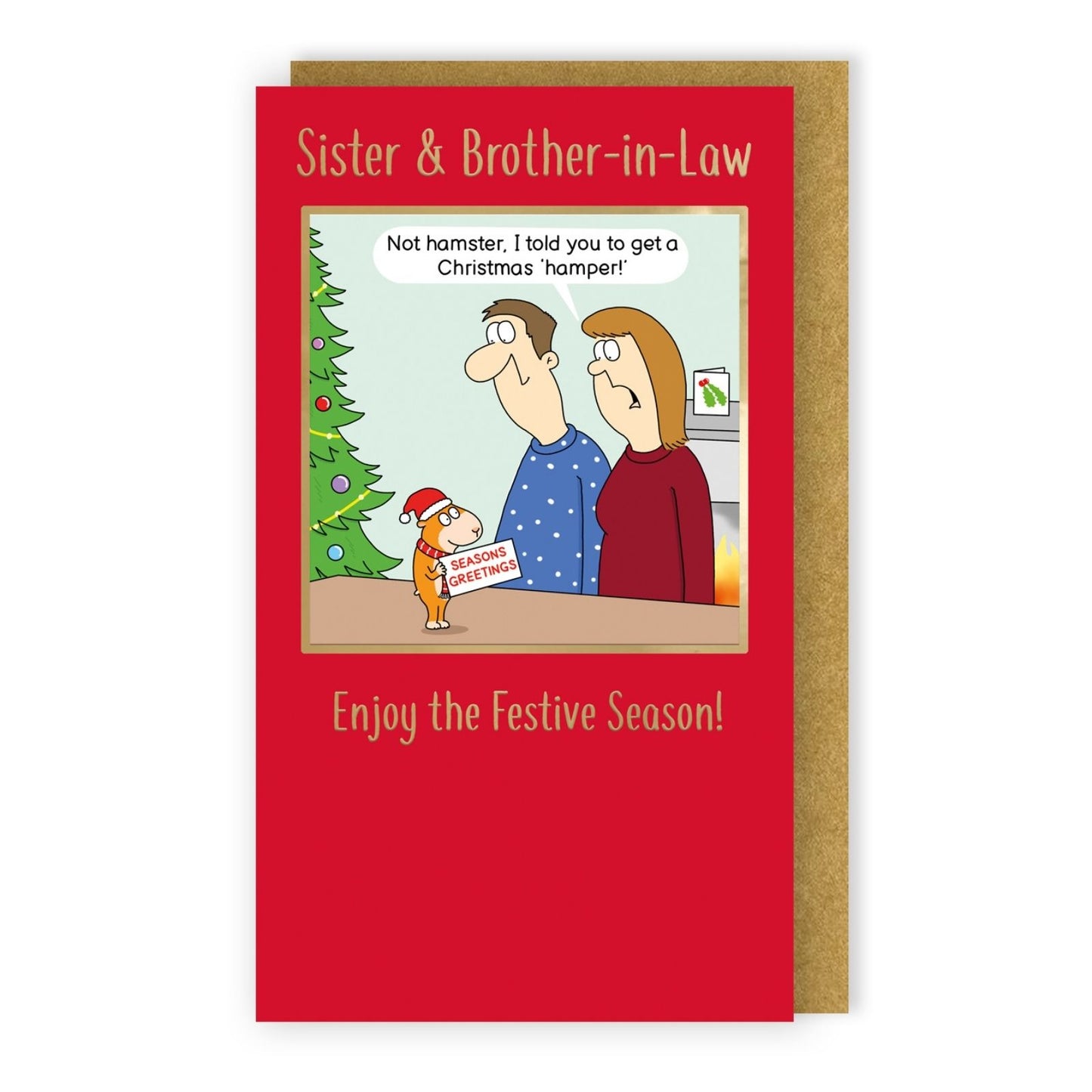 Twizler Humour Christmas Card Sister & Brother-In-Law Funny Hamster Xmas Card