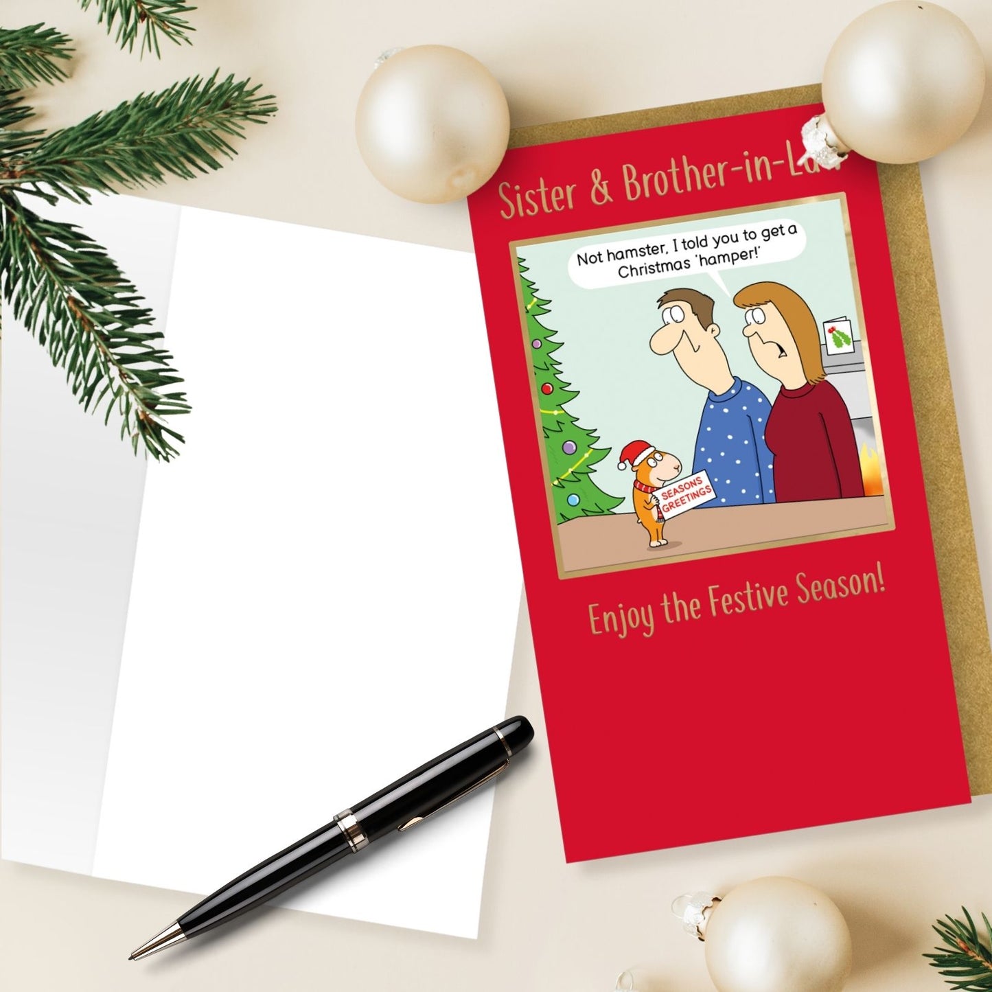 Twizler Humour Christmas Card Sister & Brother-In-Law Funny Hamster Xmas Card