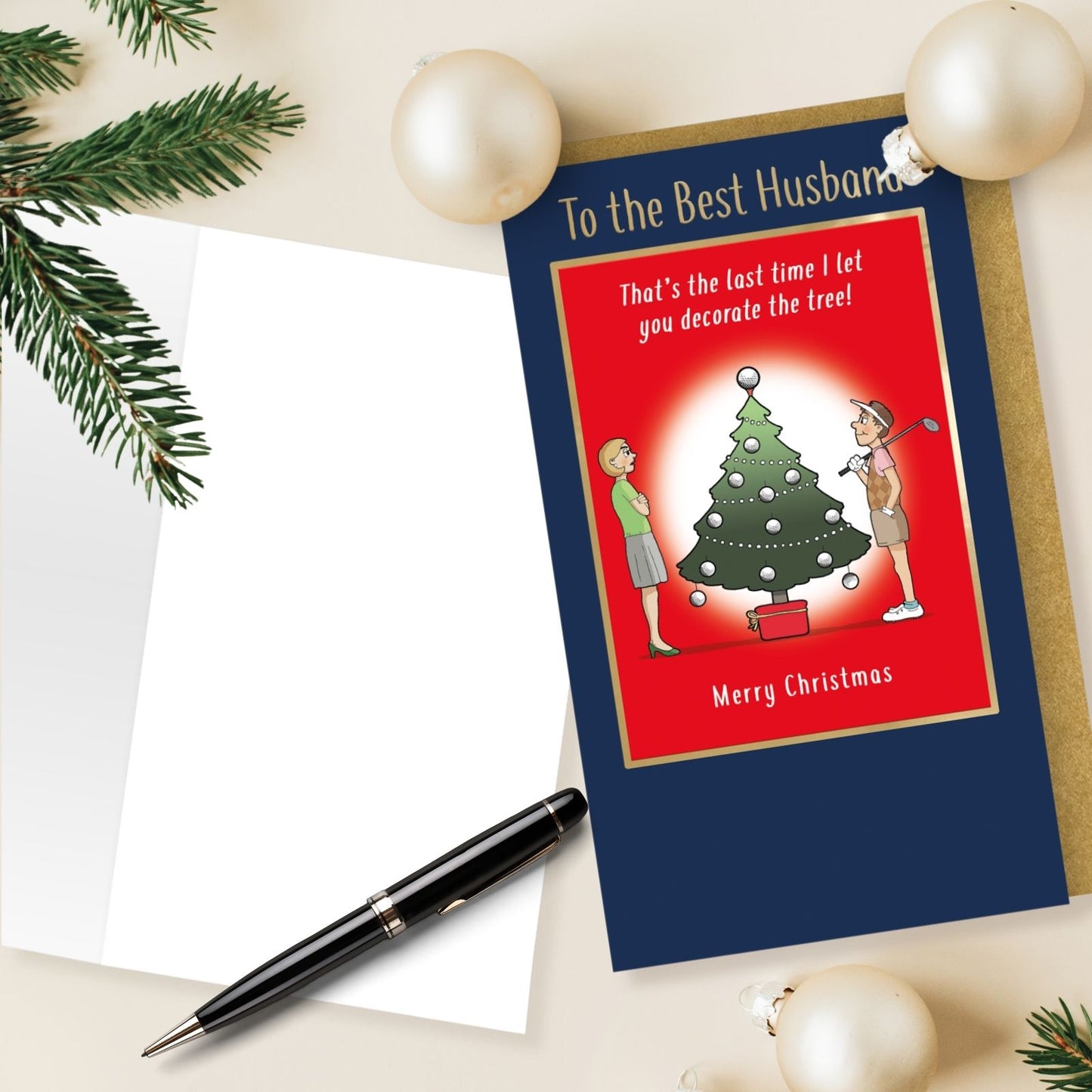 Twizler Humour Christmas Card To The Best Husband Funny Golf Balls Xmas Card