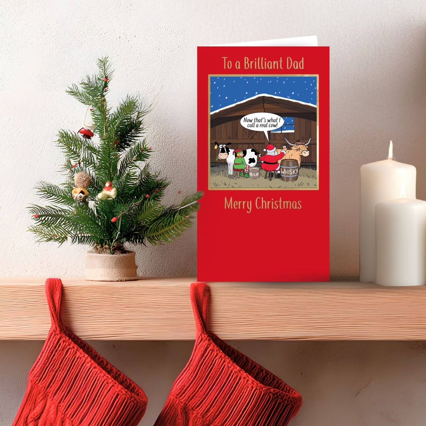 Twizler Humour Christmas Card To A Brilliant Dad Funny Highland Cow Xmas Card