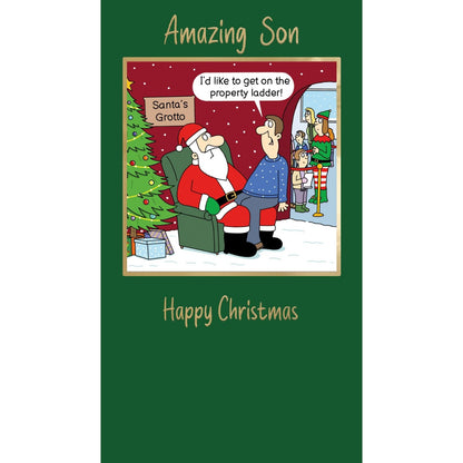 Twizler Humour Christmas Card Amazing Son Funny Get On Property Ladder Xmas Card