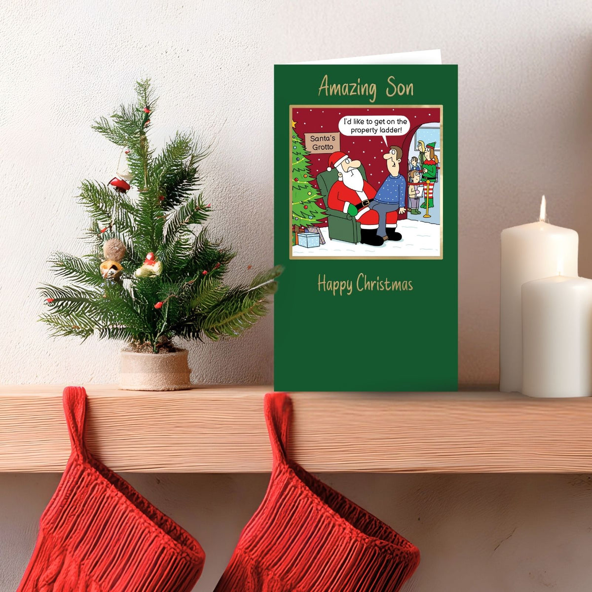 Twizler Humour Christmas Card Amazing Son Funny Get On Property Ladder Xmas Card