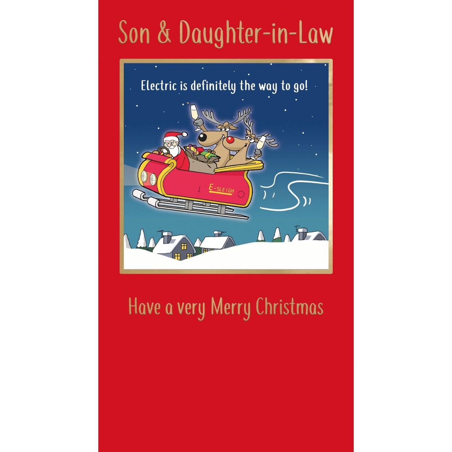 Twizler Humour Christmas Card Son & Daughter-In-Law Funny Go Electric Xmas Card