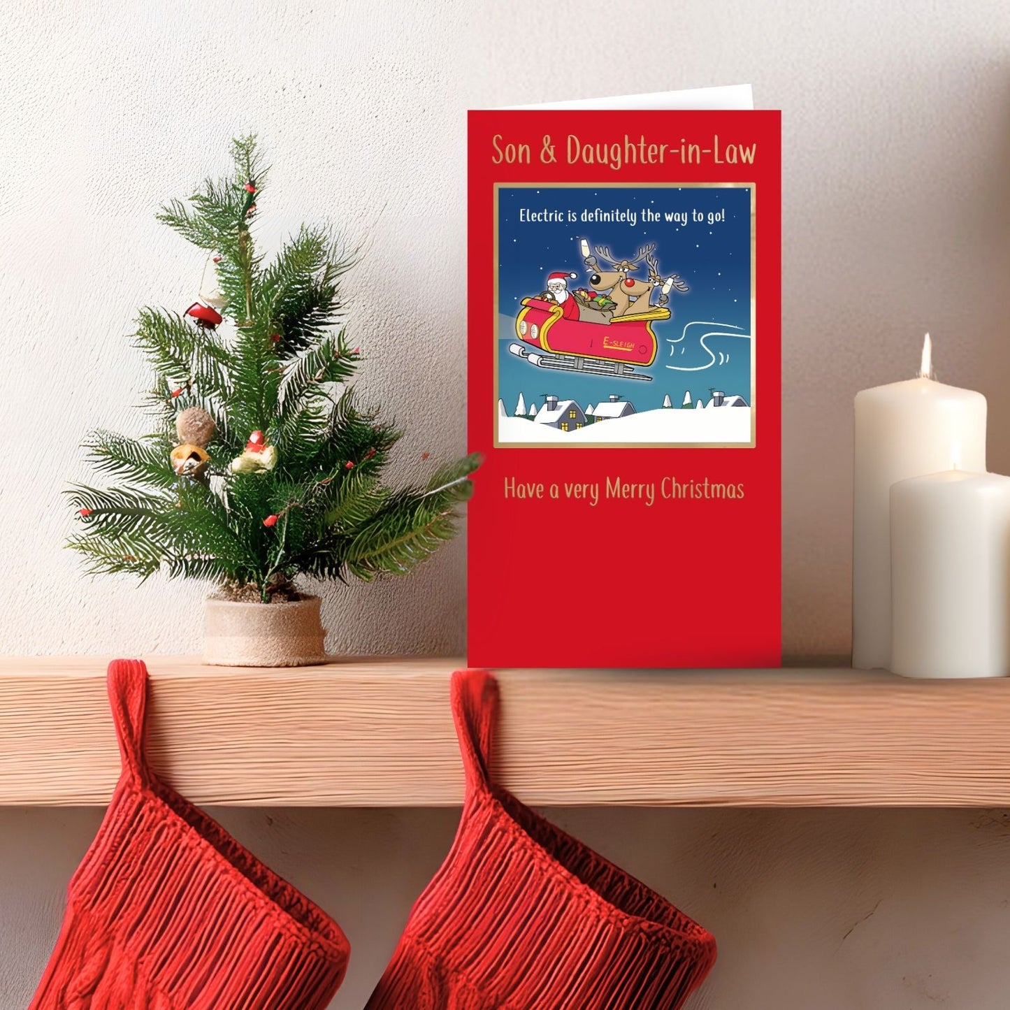 Twizler Humour Christmas Card Son & Daughter-In-Law Funny Go Electric Xmas Card