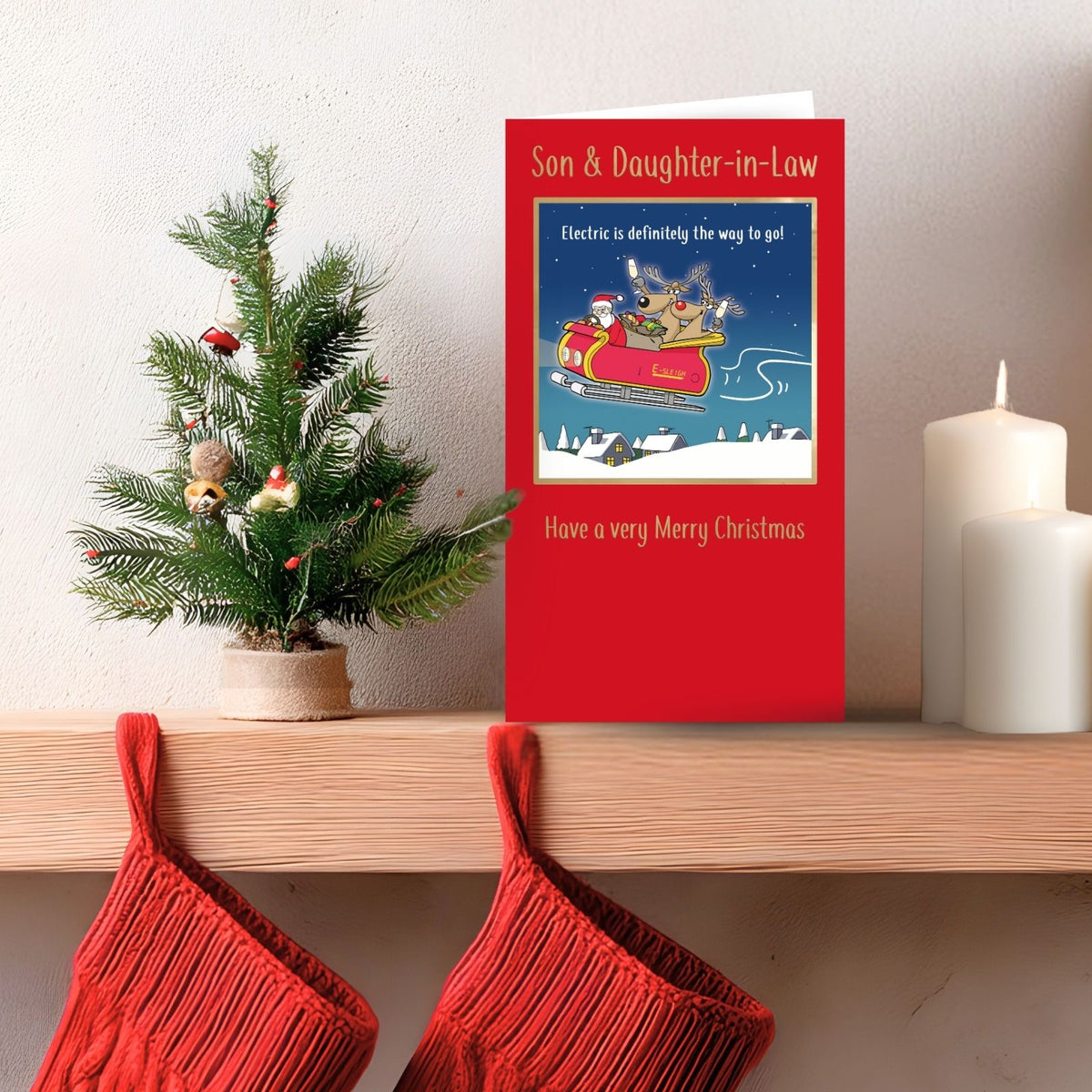 Twizler Humour Christmas Card Son & Daughter-In-Law Funny Go Electric Xmas Card