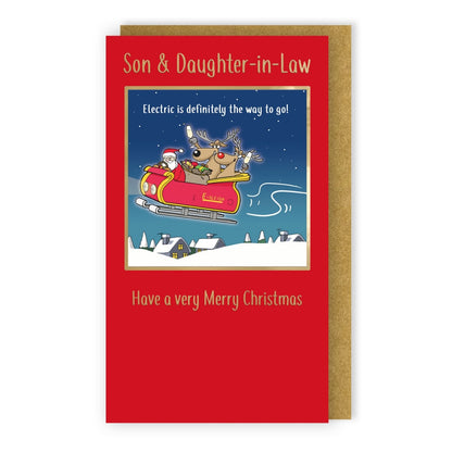 Twizler Humour Christmas Card Son & Daughter-In-Law Funny Go Electric Xmas Card