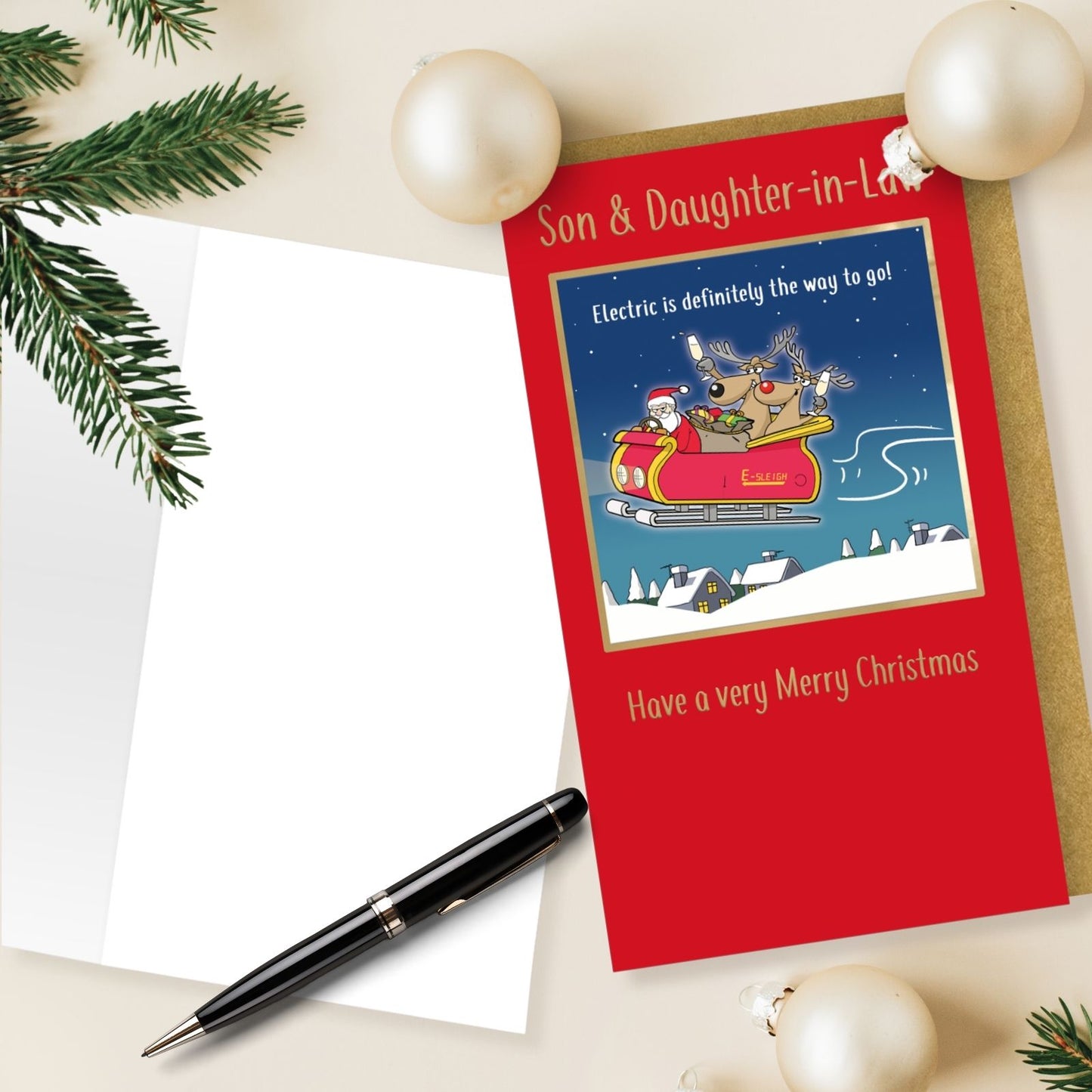 Twizler Humour Christmas Card Son & Daughter-In-Law Funny Go Electric Xmas Card