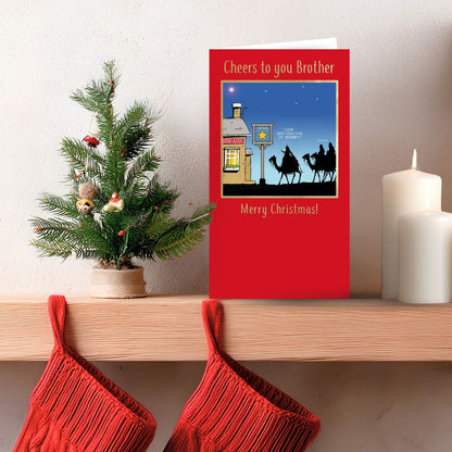 Twizler Humour Christmas Card Cheers To You Brother Funny The Star Pub Xmas Card
