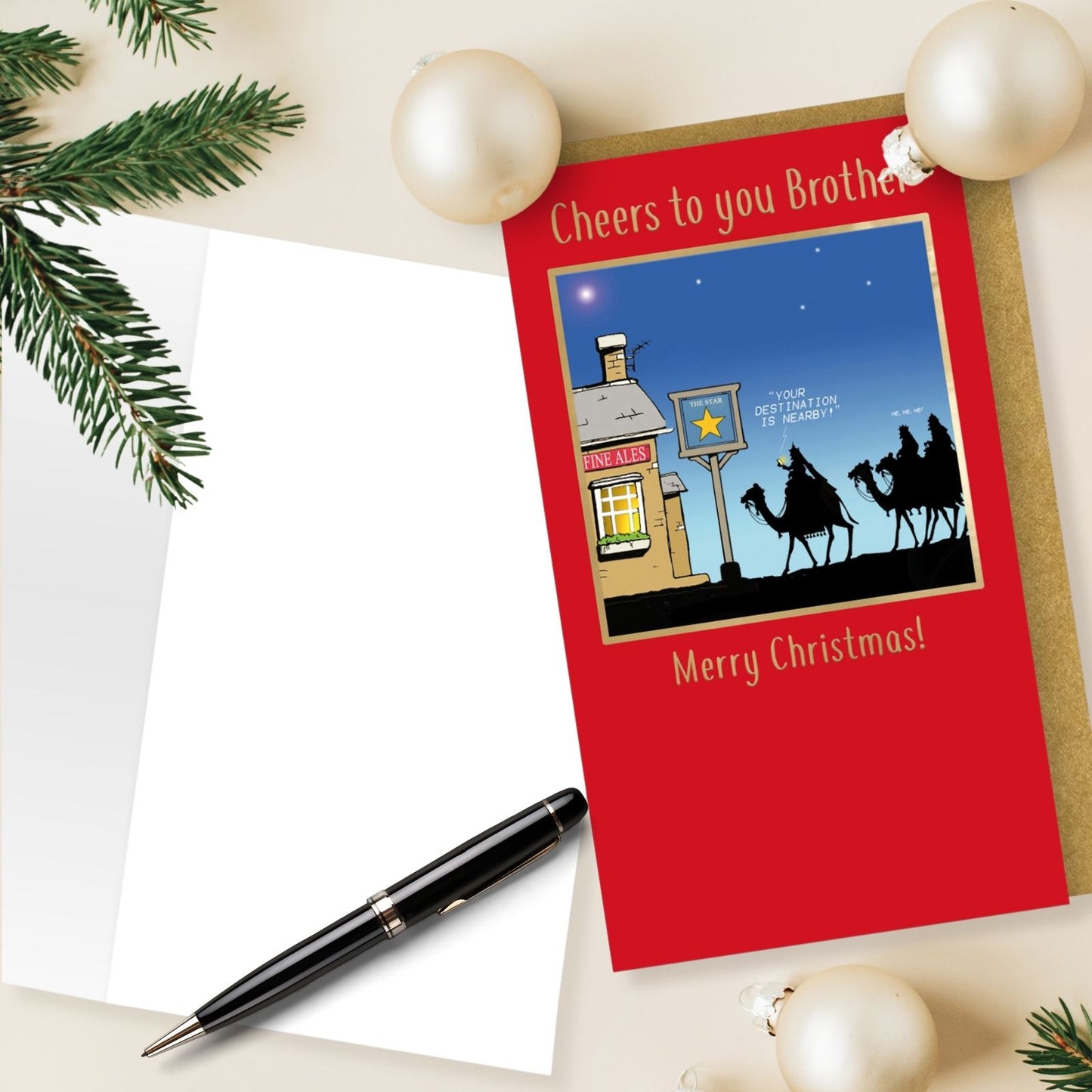 Twizler Humour Christmas Card Cheers To You Brother Funny The Star Pub Xmas Card