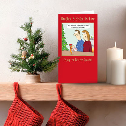 Twizler Humour Christmas Card Brother & Sister-In-Law Funny Hamster Xmas Card