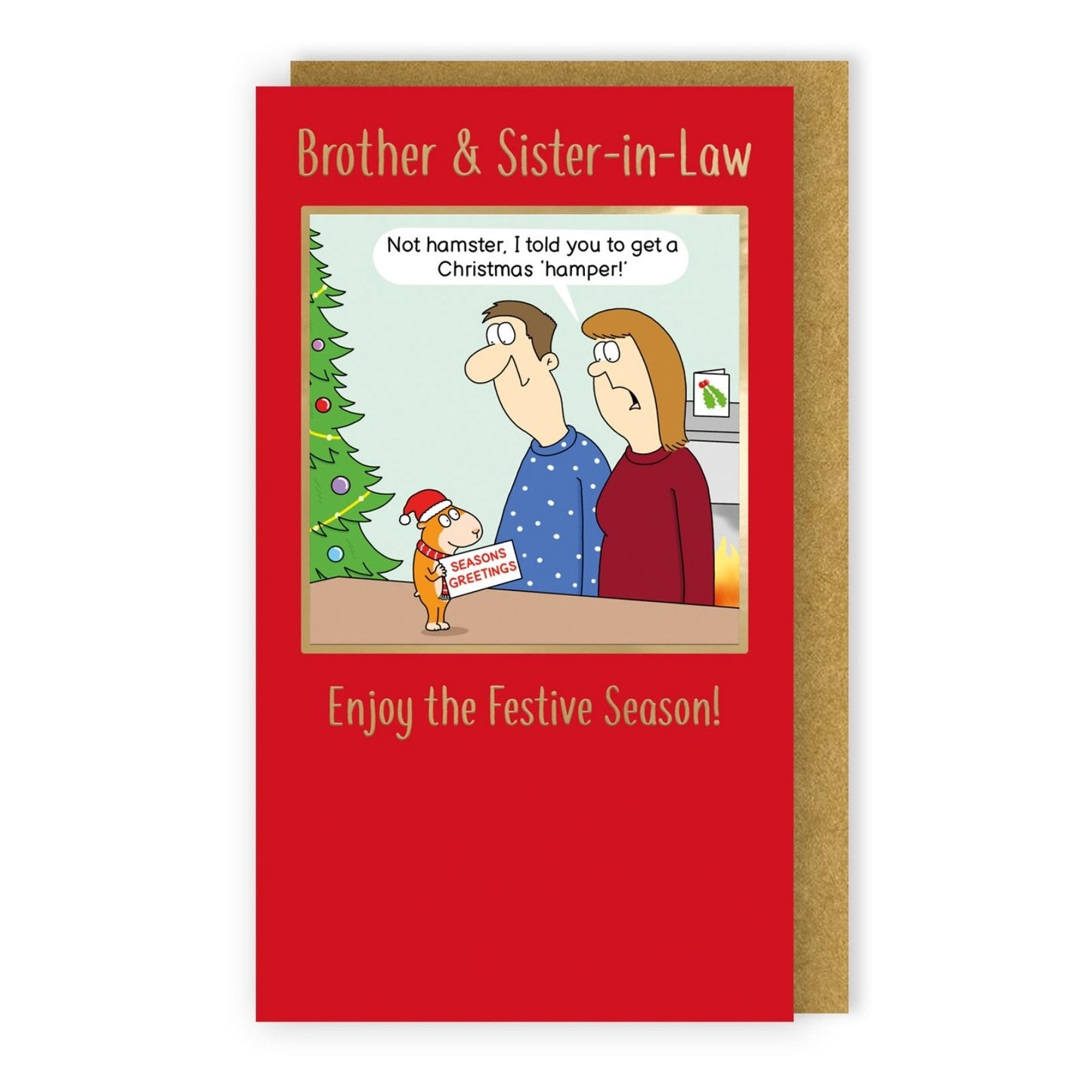 Twizler Humour Christmas Card Brother & Sister-In-Law Funny Hamster Xmas Card