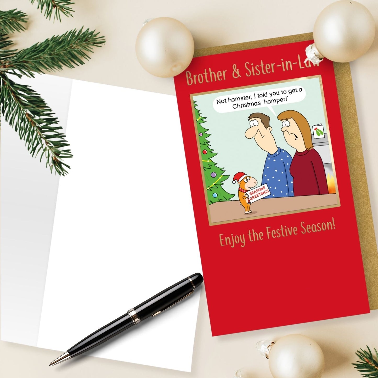 Twizler Humour Christmas Card Brother & Sister-In-Law Funny Hamster Xmas Card