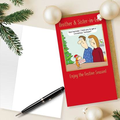 Twizler Humour Christmas Card Brother & Sister-In-Law Funny Hamster Xmas Card
