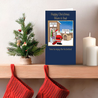 Twizler Humour Christmas Card Mum & Dad Funny Sherries & The Dog House Xmas Card