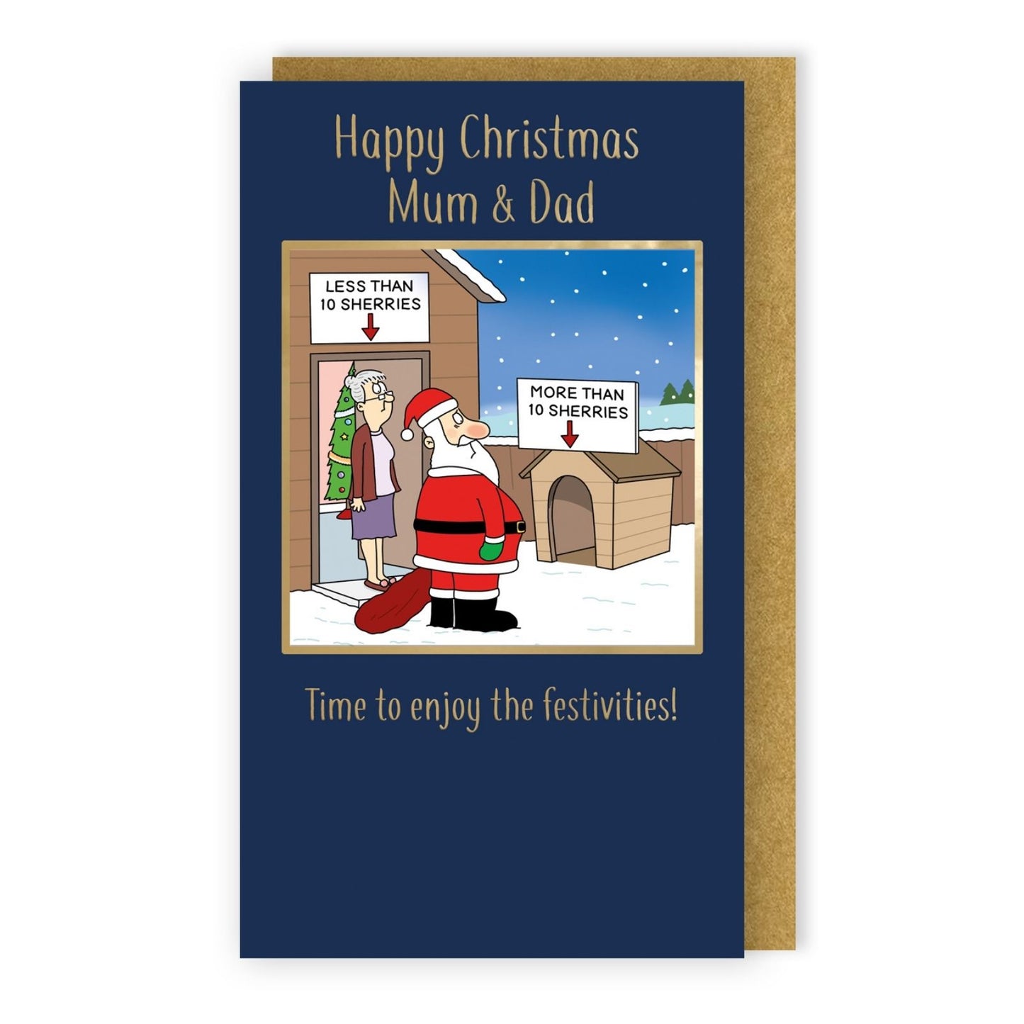 Twizler Humour Christmas Card Mum & Dad Funny Sherries & The Dog House Xmas Card
