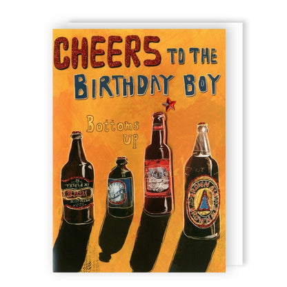 Hand-Finished Beer Birthday Card Cheers To The Birthday Boy For Him