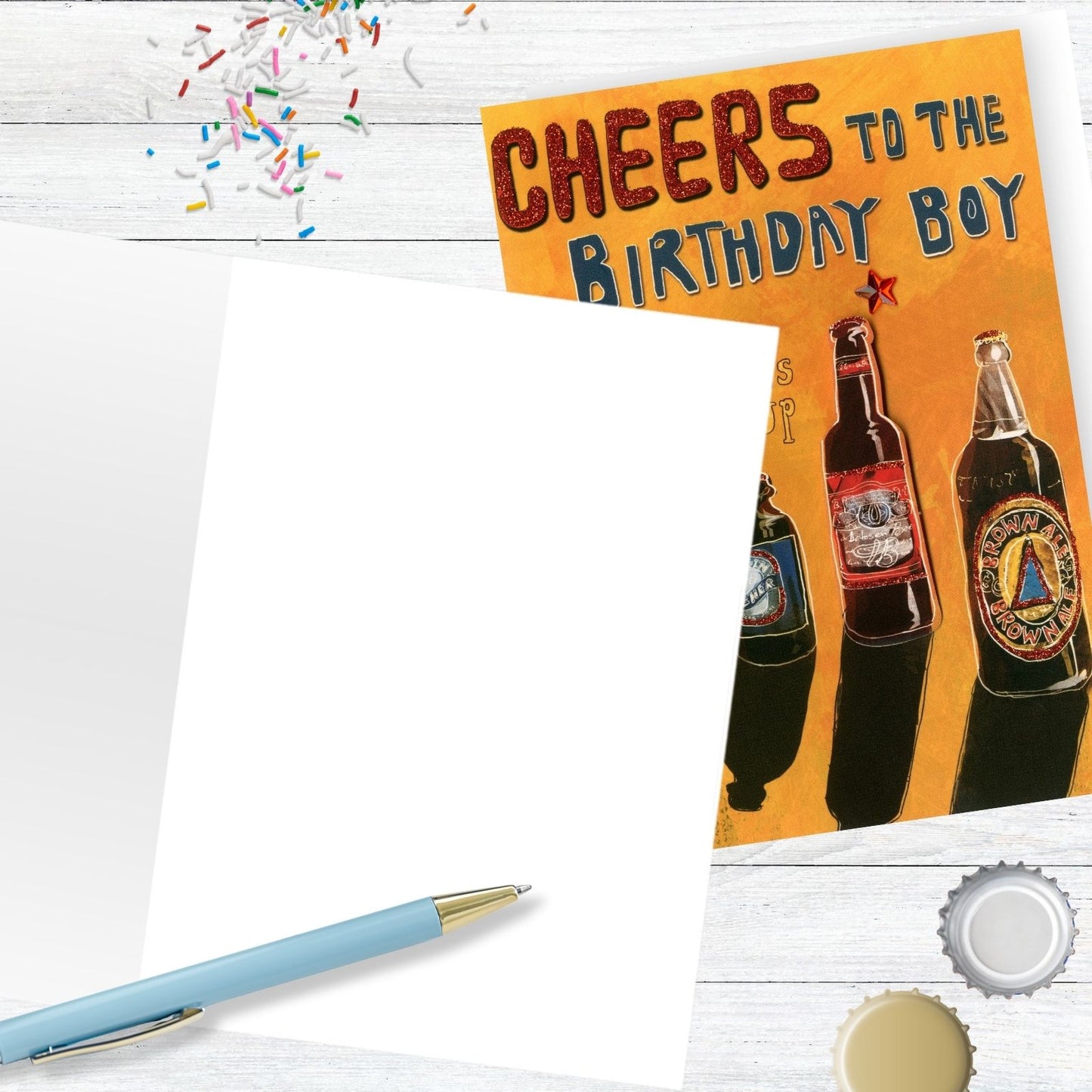 Hand-Finished Beer Birthday Card Cheers To The Birthday Boy For Him