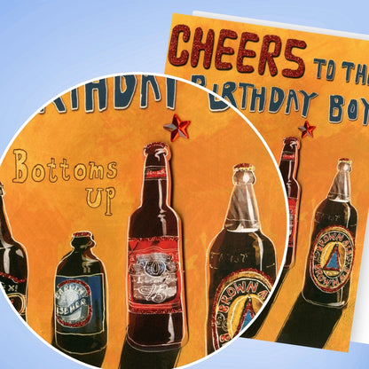 Hand-Finished Beer Birthday Card Cheers To The Birthday Boy For Him