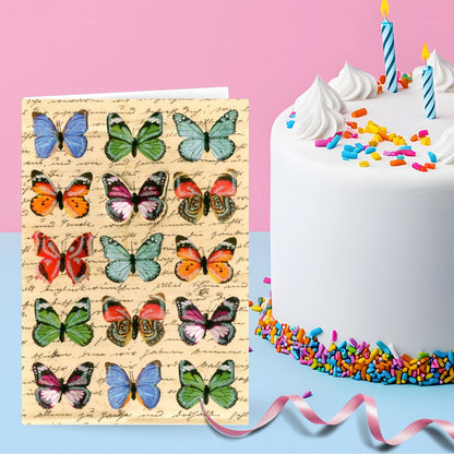 Hand-Finished Blank Greeting Card Colourful Glitter Butterflies For Any Occasion