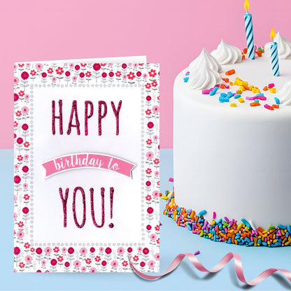 Hand-Finished Happy Birthday To You! Birthday Card Glittered Embellished For Her