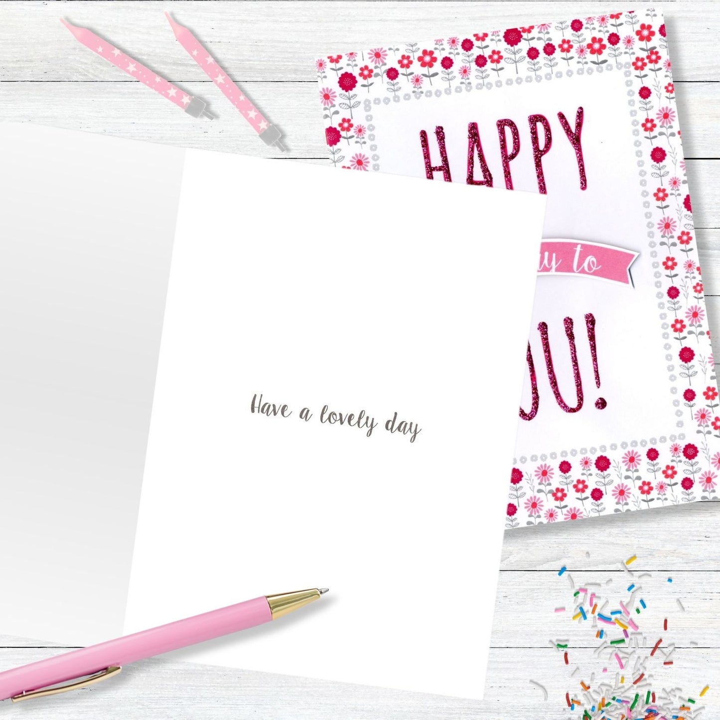 Hand-Finished Happy Birthday To You! Birthday Card Glittered Embellished For Her