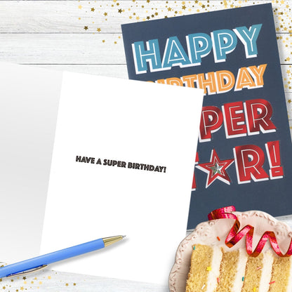 Hand-Finished Happy Birthday Super Star! Card Celebration Greeting Card For Him