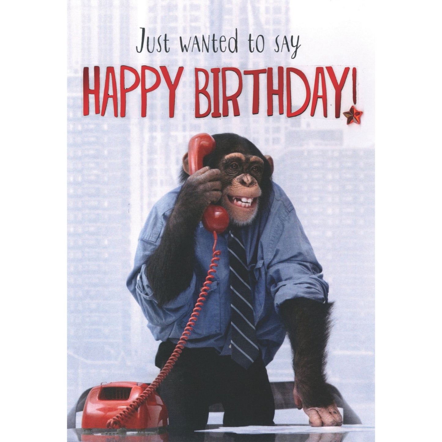 Hand-Finished Funny Birthday Greeting Card Happy Birthday Chimpanzee For Him