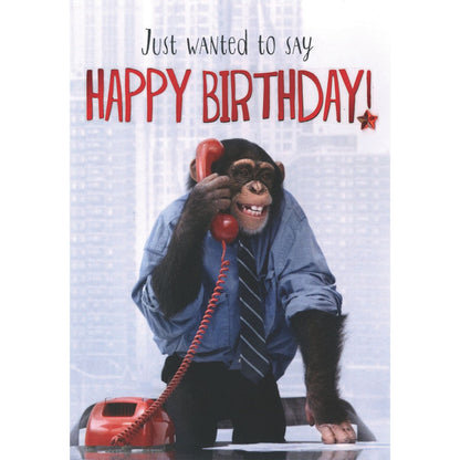 Hand-Finished Funny Birthday Greeting Card Happy Birthday Chimpanzee For Him