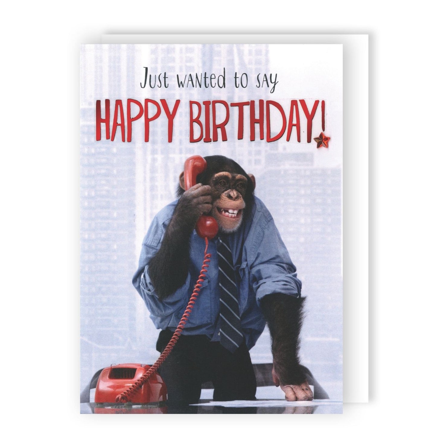 Hand-Finished Funny Birthday Greeting Card Happy Birthday Chimpanzee For Him