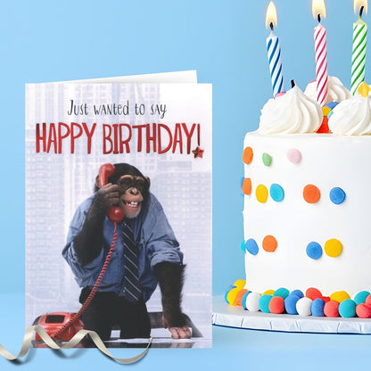 Hand-Finished Funny Birthday Greeting Card Happy Birthday Chimpanzee For Him