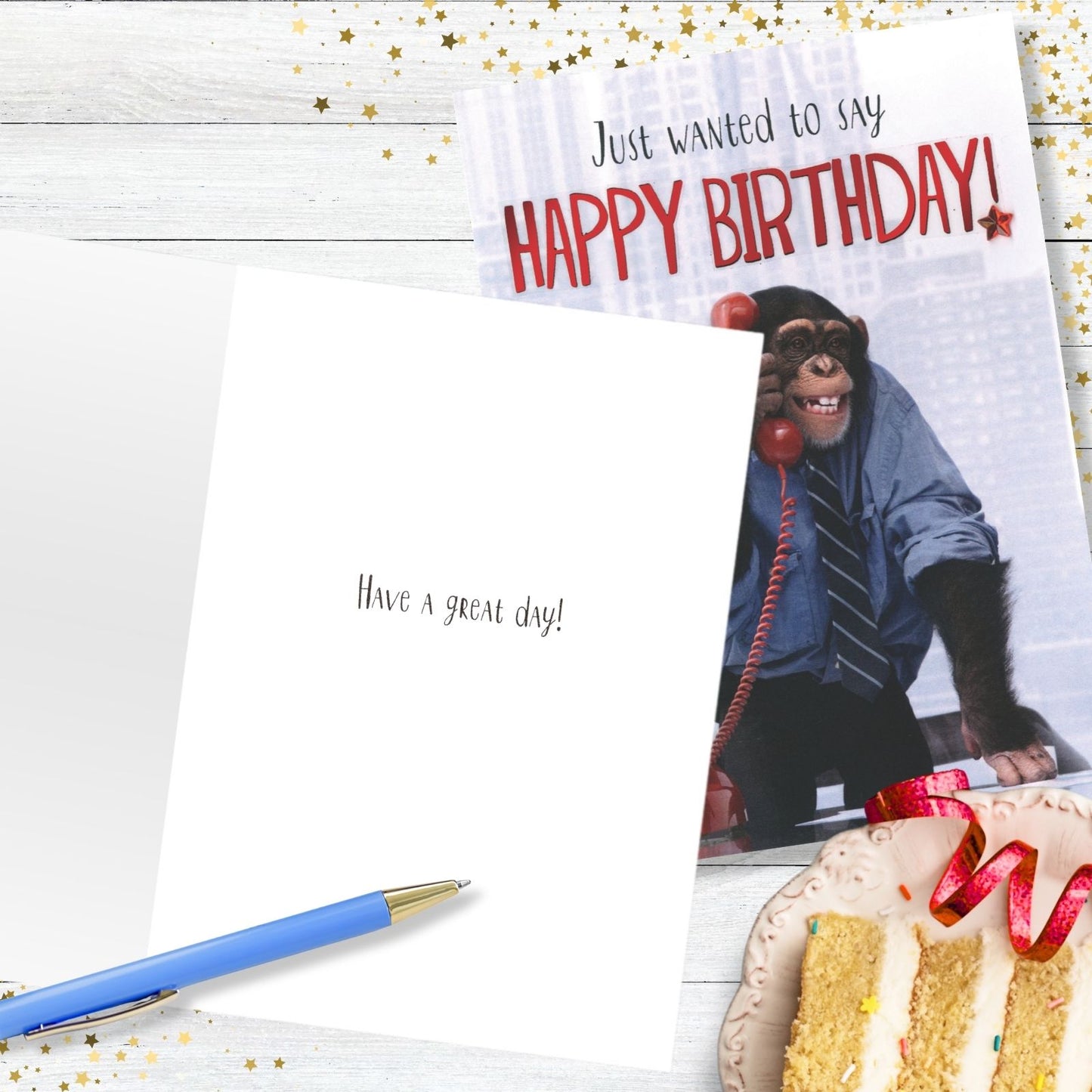 Hand-Finished Funny Birthday Greeting Card Happy Birthday Chimpanzee For Him